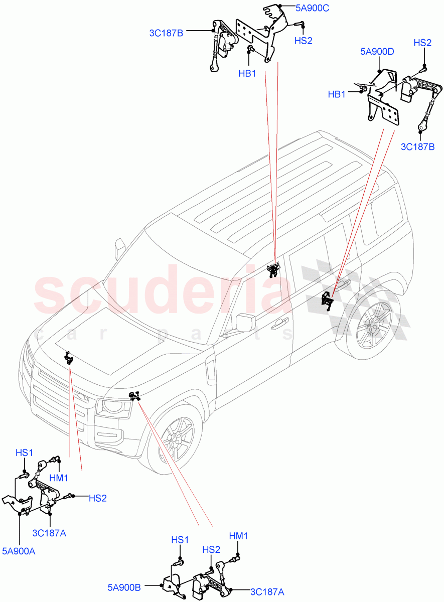Air Suspension Controls/Electrics (With Four Corner Air Suspension) of Land Rover Land Rover Defender (2020+) [2.0 Turbo Petrol AJ200P]