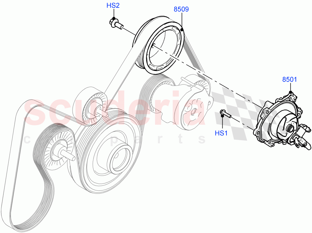 Water Pump (2.0L AJ20D4 Diesel Mid PTA, Itatiaia (Brazil), Less Electric Engine Battery) ((V) FROMLT000001) of Land Rover Land Rover Discovery Sport (2015+) [2.0 Turbo Diesel]