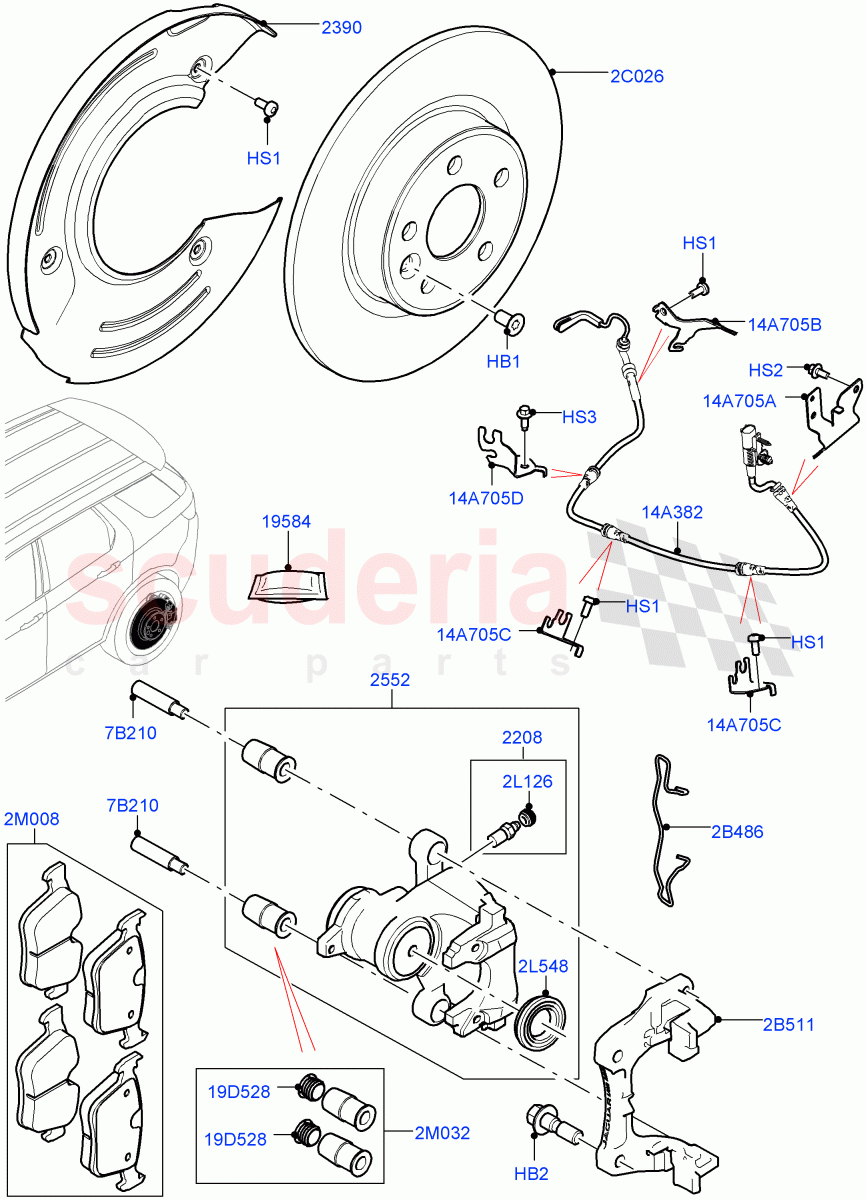 Rear Brake Discs And Calipers (Halewood (UK), Front Disc And Caliper Size 17, Disc And Caliper Size-Frt 18/RR 16, Disc Brake Size Frt 17/RR 16) ((V) FROMLH000001) of Land Rover Land Rover Discovery Sport (2015+) [2.0 Turbo Diesel]