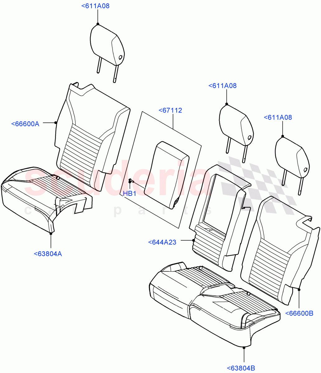 Rear Seat Covers(Nitra Plant Build)(Miko/PVC,60/40 Load Through With Slide)((V)FROMM2000001) of Land Rover Land Rover Discovery 5 (2017+) [2.0 Turbo Diesel]