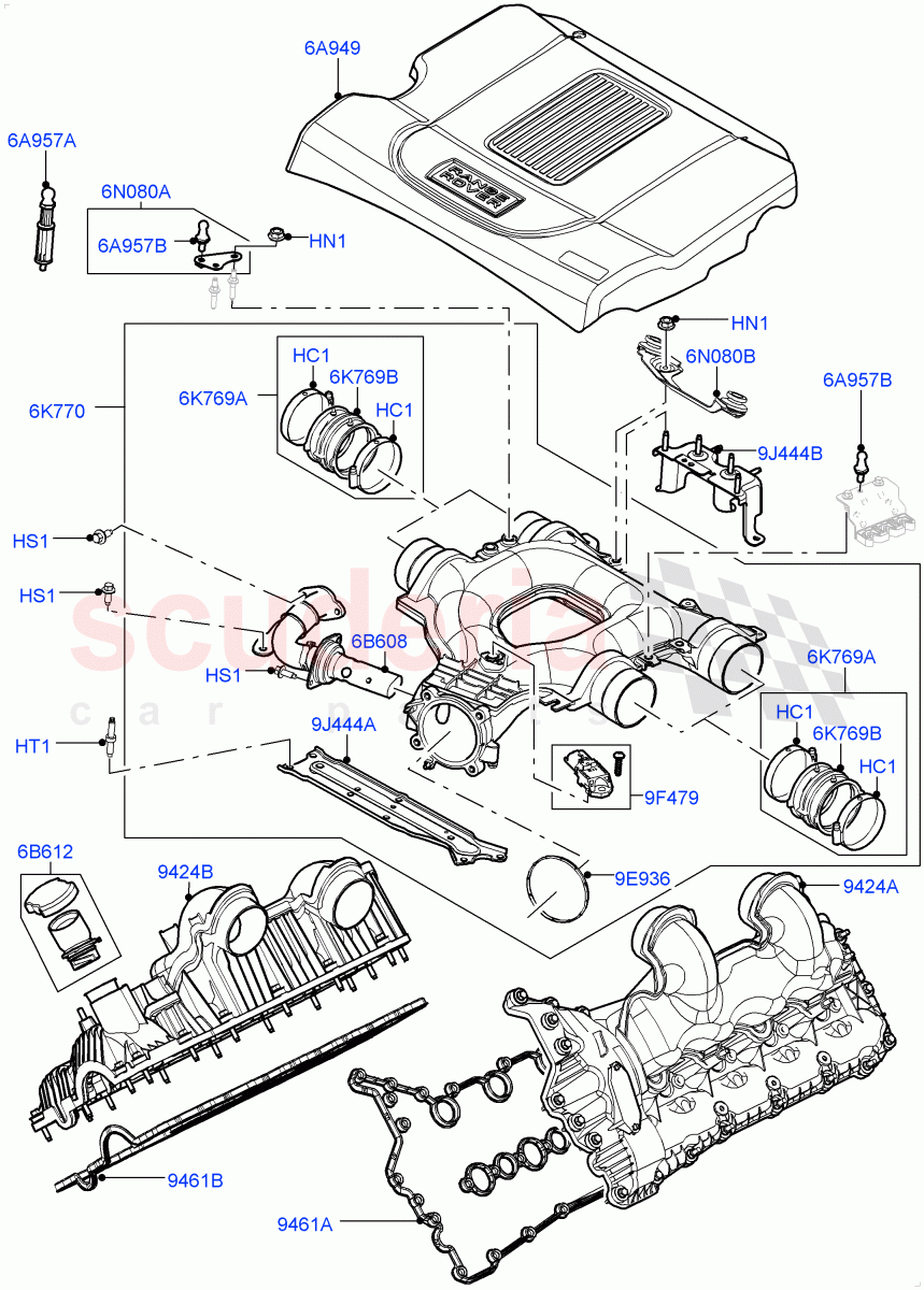 Inlet Manifold (4.4L DOHC DITC V8 Diesel) of Land Rover Land Rover Range Rover (2012-2021) [4.4 DOHC Diesel V8 DITC]