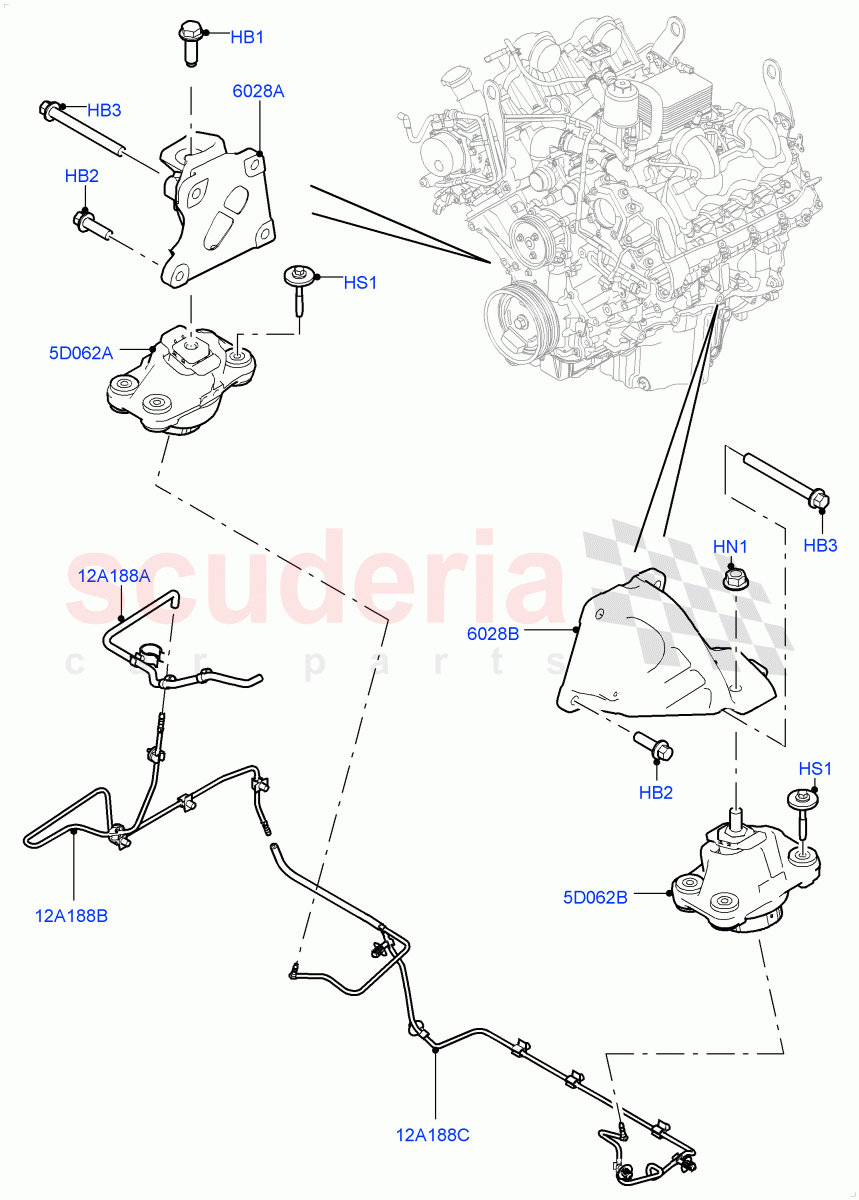 Engine Mounting(4.4L DOHC DITC V8 Diesel) of Land Rover Land Rover Range Rover Sport (2014+) [3.0 DOHC GDI SC V6 Petrol]