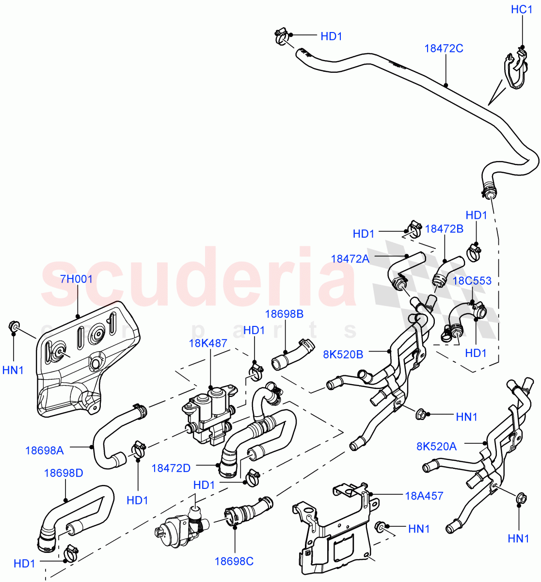 Heater Hoses(Heater Water Control, Front)((V)FROMAA000001,(V)TOAA999999) of Land Rover Land Rover Range Rover (2010-2012) [5.0 OHC SGDI NA V8 Petrol]