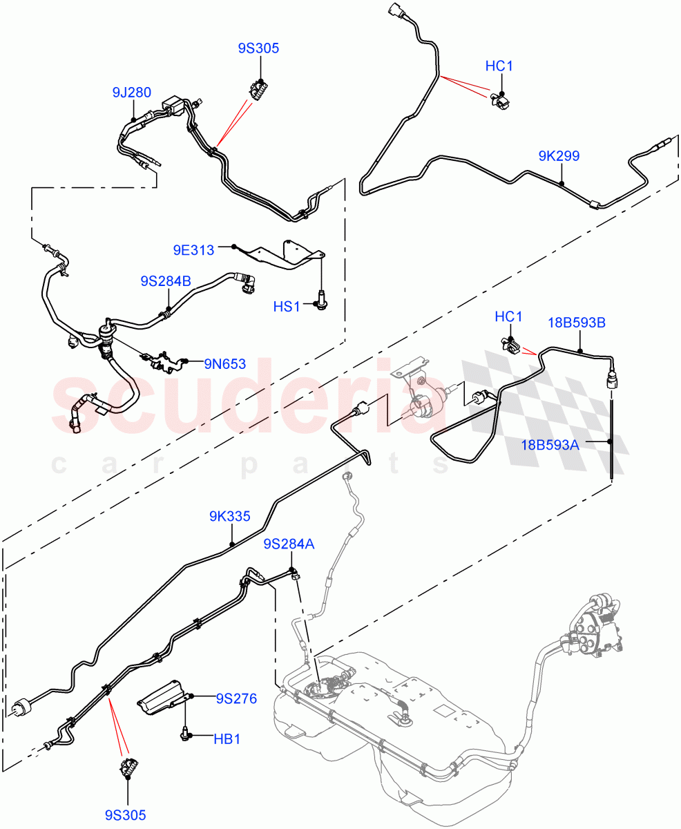 Fuel Lines (2.0L AJ20P4 Petrol Mid PTA, Halewood (UK), 2.0L AJ20P4 Petrol High PTA) ((V) TOLH033494) of Land Rover Land Rover Range Rover Evoque (2019+) [2.0 Turbo Petrol AJ200P]