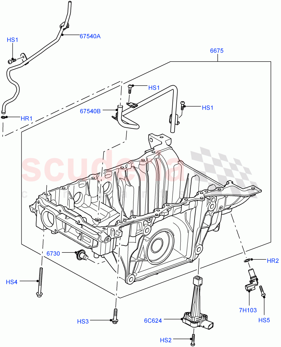 Oil Pan/Oil Level Indicator (5.0L OHC SGDI NA V8 Petrol - AJ133) ((V) FROMAA000001) of Land Rover Land Rover Range Rover (2010-2012) [5.0 OHC SGDI NA V8 Petrol]