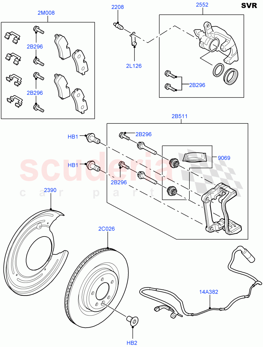 Rear Brake Discs And Calipers(SVR Version,SVR)((V)FROMFA000001) of Land Rover Land Rover Range Rover Sport (2014+) [3.0 I6 Turbo Diesel AJ20D6]