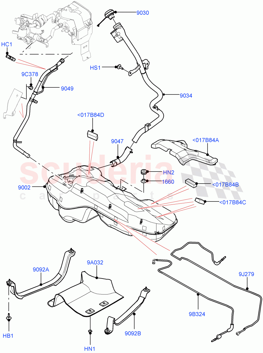 Fuel Tank & Related Parts (2.0L AJ200P Hi PHEV) ((V) FROMMA000001) of Land Rover Land Rover Range Rover Velar (2017+) [2.0 Turbo Petrol AJ200P]
