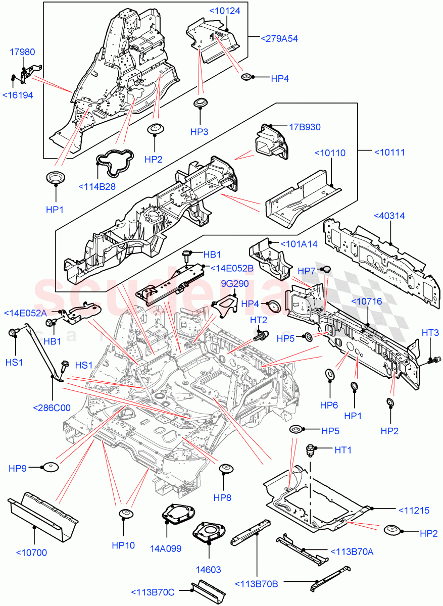 Floor Pan - Centre And Rear of Land Rover Land Rover Range Rover Sport (2014+) [2.0 Turbo Petrol AJ200P]