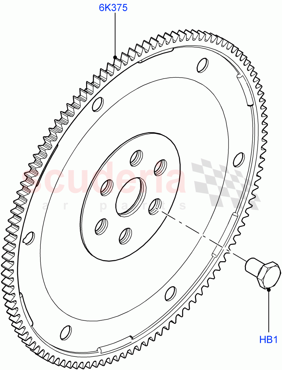 Flywheel (2.0L 16V TIVCT T/C Gen2 Petrol, Halewood (UK), 2.0L 16V TIVCT T/C 240PS Petrol) of Land Rover Land Rover Discovery Sport (2015+) [2.0 Turbo Petrol GTDI]