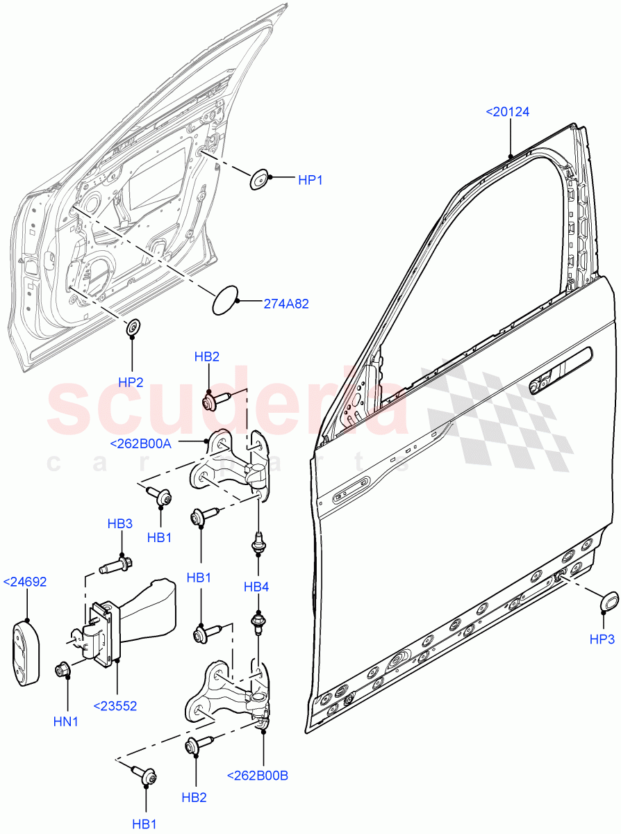 Front Doors, Hinges & Weatherstrips(Door And Fixings) of Land Rover Land Rover Range Rover Velar (2017+) [3.0 I6 Turbo Diesel AJ20D6]