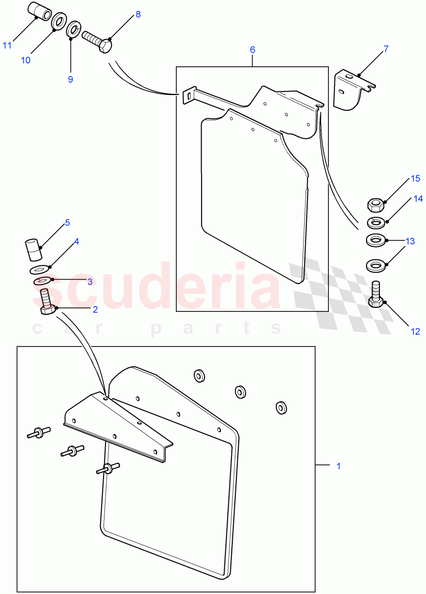 Mudflaps (130" Wheelbase, 110" Wheelbase) ((V) FROM7A000001) of Land Rover Land Rover Defender (2007-2016)