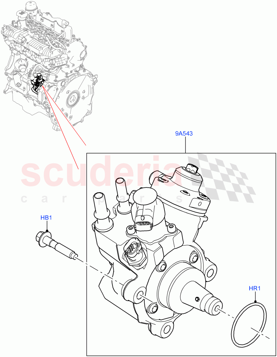 Fuel Injection Pump - Diesel (Solihull Plant Build) (2.0L I4 DSL HIGH DOHC AJ200, 2.0L I4 DSL MID DOHC AJ200) ((V) FROMHA000001) of Land Rover Land Rover Range Rover Velar (2017+) [2.0 Turbo Diesel]