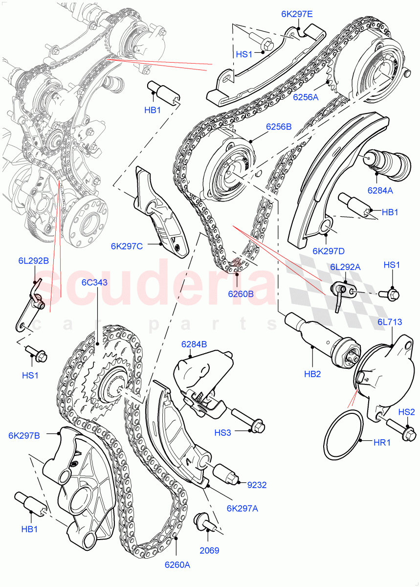 Timing Gear (2.0L AJ20P4 Petrol E100 PTA, Itatiaia (Brazil)) ((V) FROMLT000001) of Land Rover Land Rover Discovery Sport (2015+) [2.0 Turbo Petrol AJ200P]