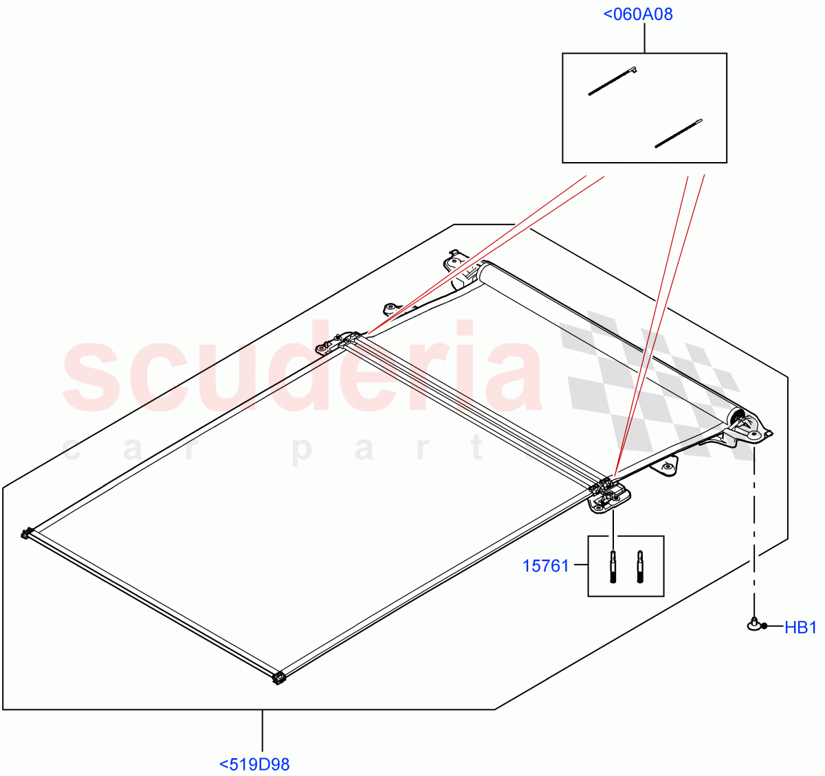 Sliding Roof Mechanism And Controls(Sun Blinds)(With Roof Conversion-Panorama Roof,With Roof Conversion-Panorama Power) of Land Rover Land Rover Range Rover (2022+) [3.0 I6 Turbo Petrol AJ20P6]