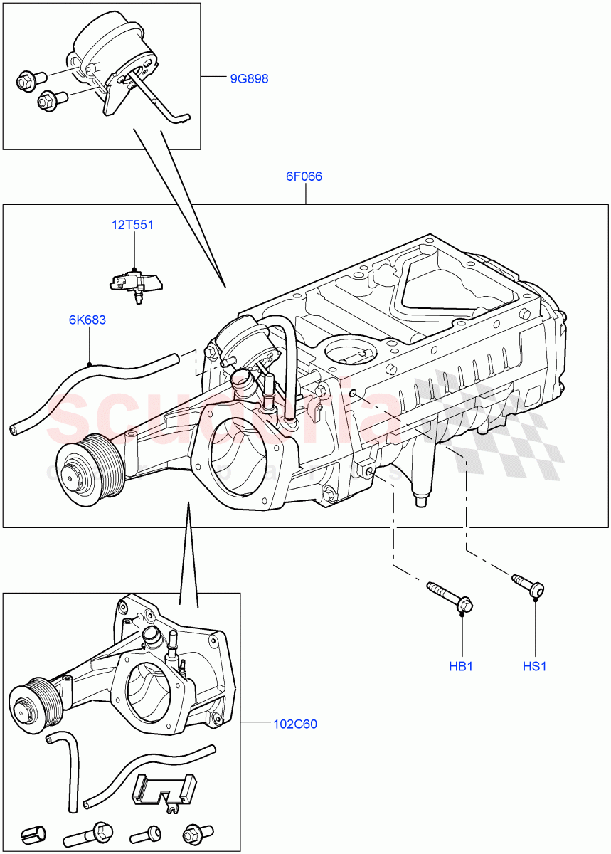 Supercharger (5.0L OHC SGDI SC V8 Petrol - AJ133) ((V) FROMAA000001) of Land Rover Land Rover Range Rover Sport (2010-2013) [5.0 OHC SGDI SC V8 Petrol]