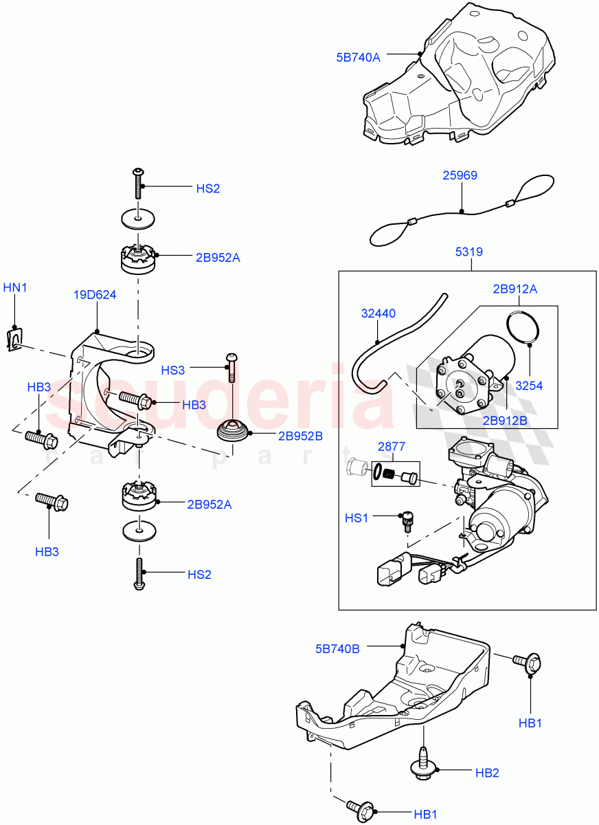Air Suspension Compressor And Lines ('Hitachi' Compressor) ((V) FROMCA725269, (V) TODA768699) of Land Rover Land Rover Range Rover Sport (2010-2013) [3.0 Diesel 24V DOHC TC]