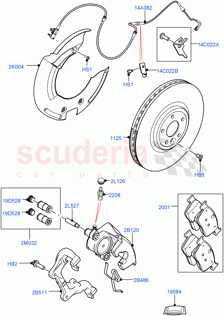 Front Brake Discs And Calipers (Version - Core, Version - R-Dynamic) of Land Rover Land Rover Range Rover Velar (2017+) [2.0 Turbo Petrol AJ200P]