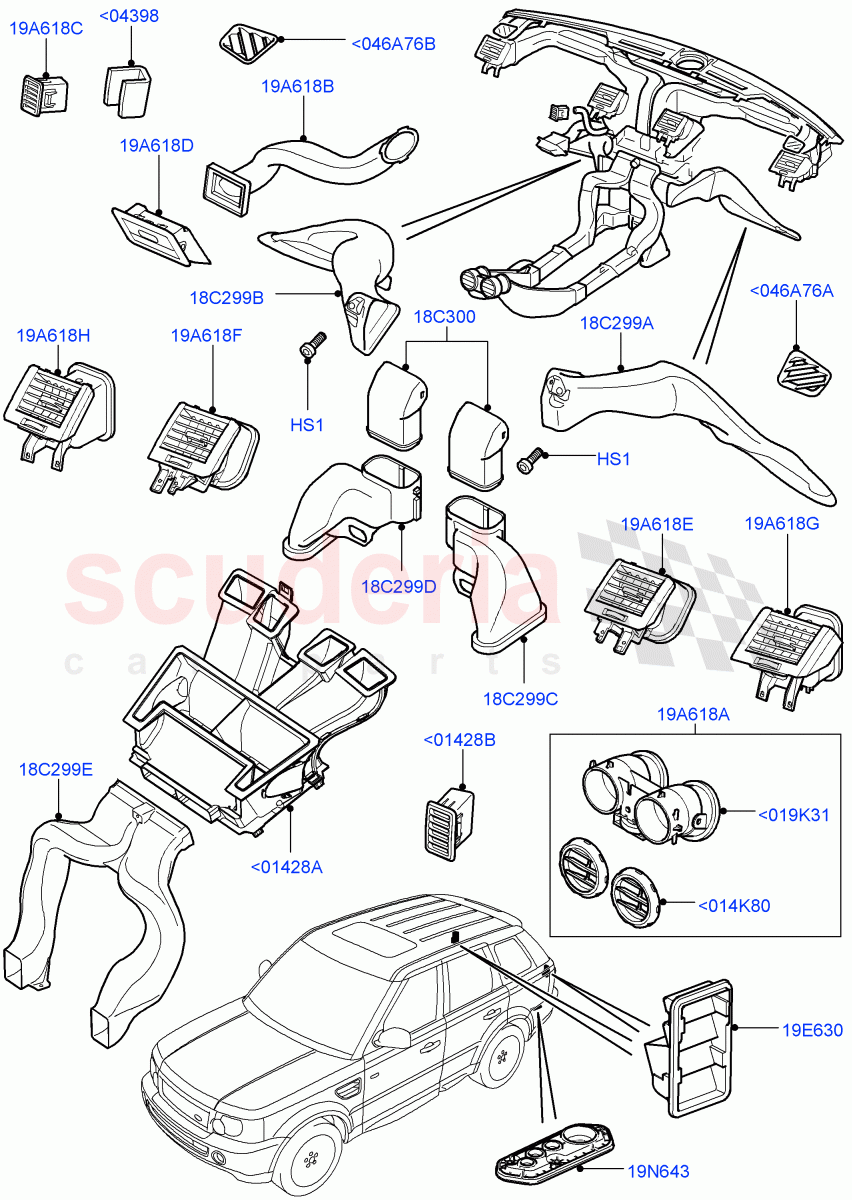 Air Vents, Louvres And Ducts ((V) TO9A999999) of Land Rover Land Rover Range Rover Sport (2005-2009) [3.6 V8 32V DOHC EFI Diesel]