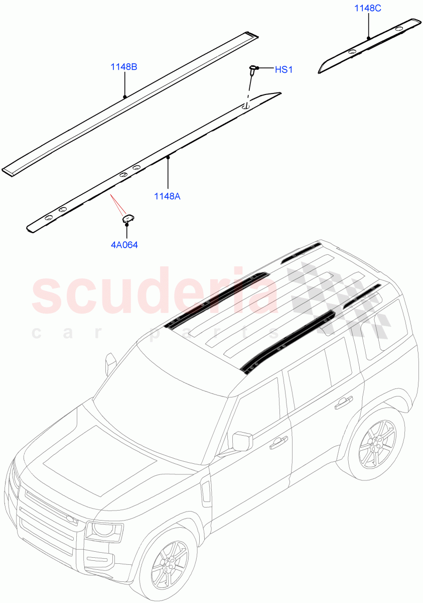 Roof, Finishers & Weatherstrips(Standard Wheelbase) of Land Rover Land Rover Defender (2020+) [2.0 Turbo Diesel]