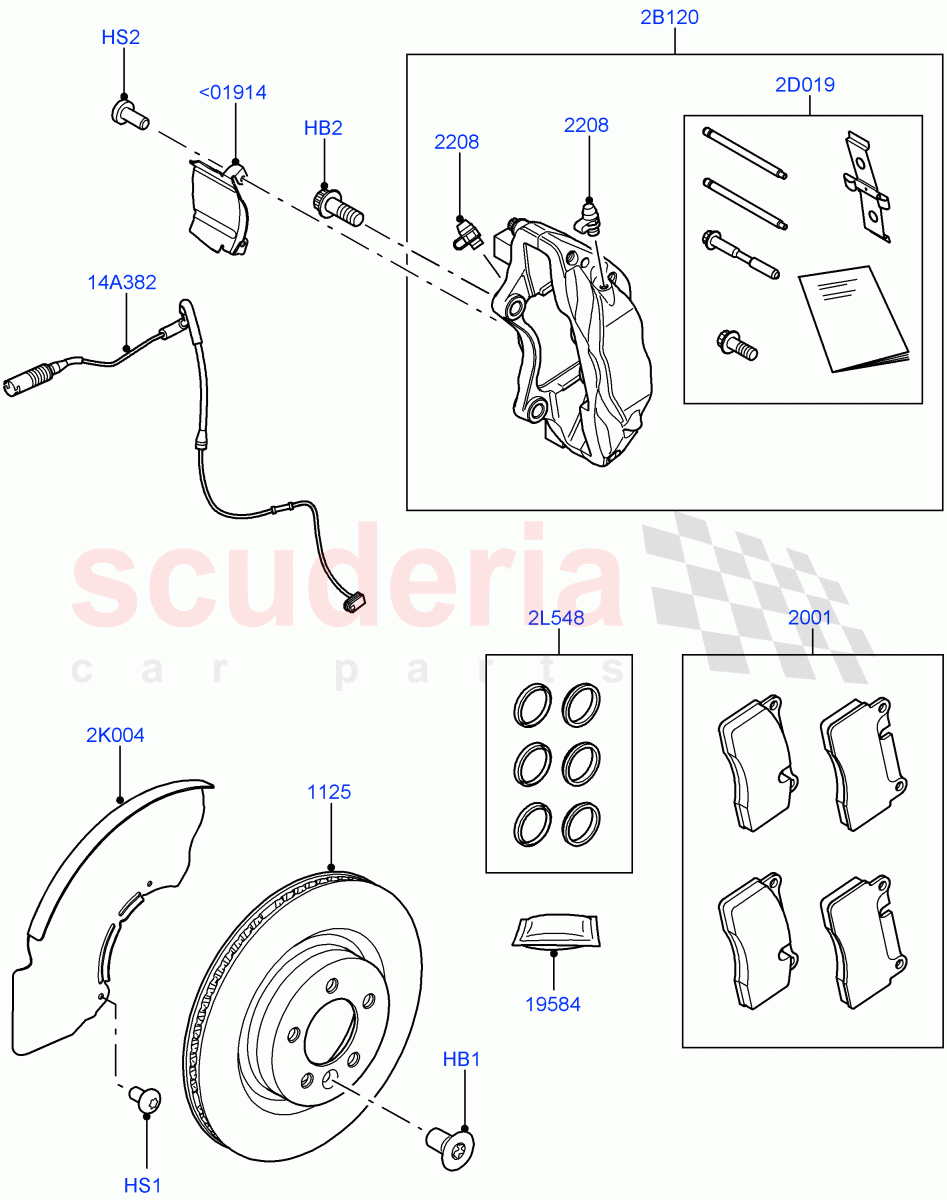 Front Brake Discs And Calipers of Land Rover Land Rover Range Rover Sport (2014+) [3.0 I6 Turbo Diesel AJ20D6]