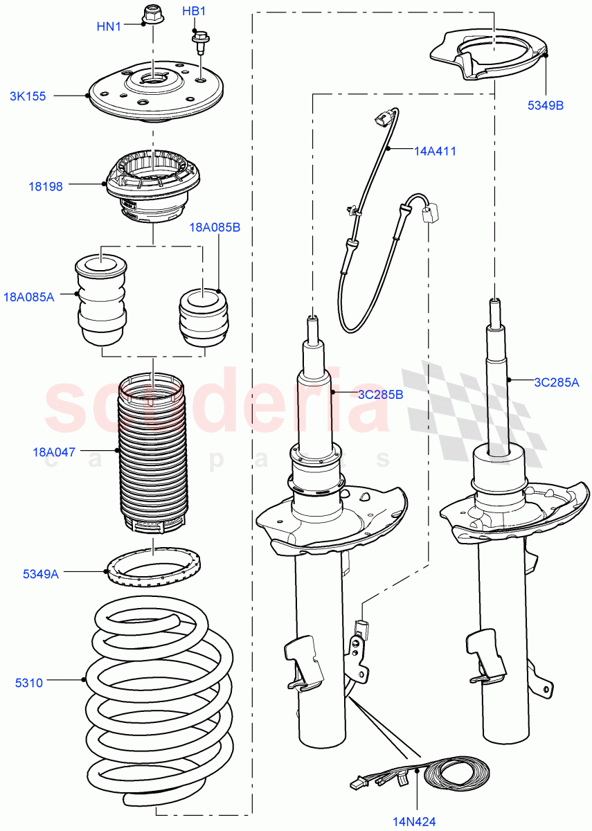 Front Suspension Struts And Springs (Halewood (UK)) of Land Rover Land Rover Range Rover Evoque (2012-2018) [2.0 Turbo Petrol GTDI]