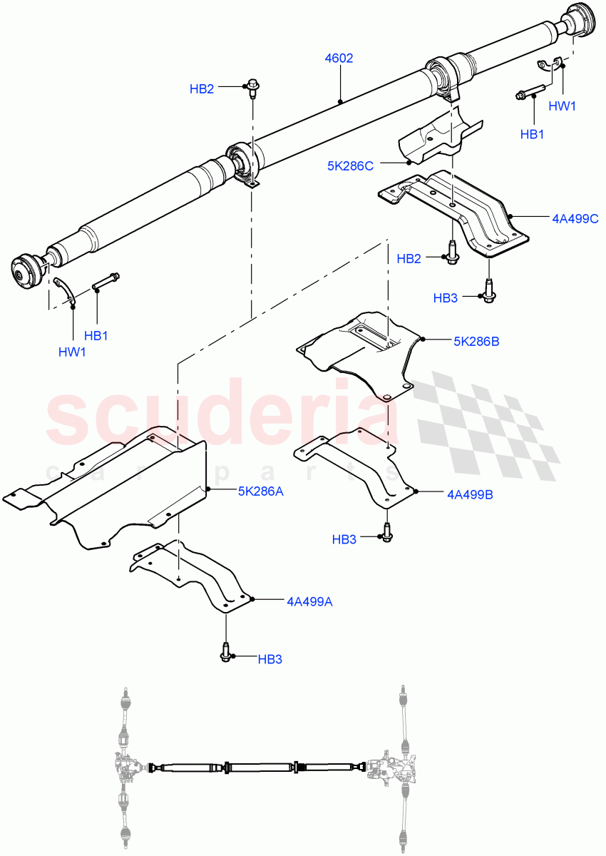 Drive Shaft - Rear Axle Drive (Propshaft) (Halewood (UK), Dynamic Driveline) ((V) FROMGH000001, (V) TOKH999999) of Land Rover Land Rover Discovery Sport (2015+) [2.0 Turbo Diesel AJ21D4]
