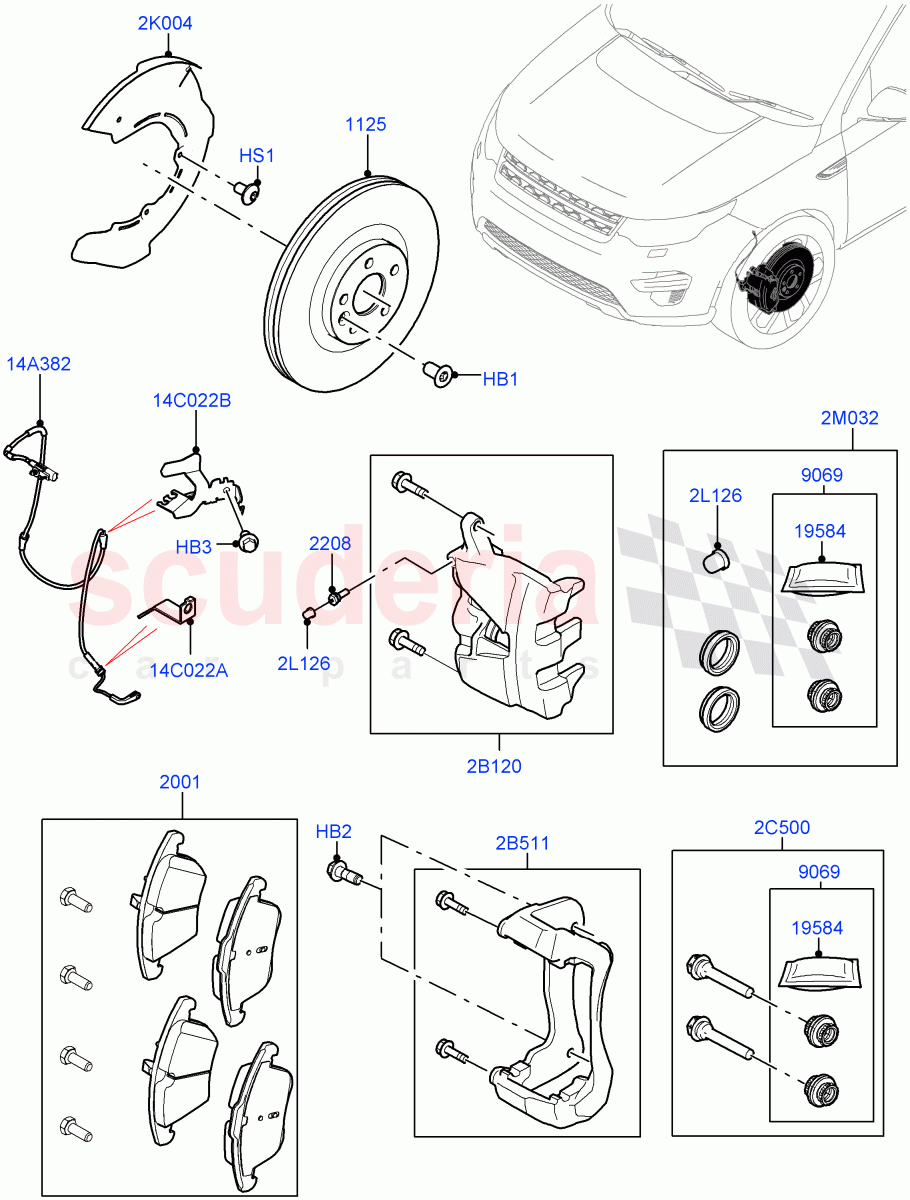 Front Brake Discs And Calipers (Halewood (UK), Disc And Caliper Size-Frt 18/RR 17, Disc And Caliper Size-Frt 18/RR 16) ((V) FROMLH000001) of Land Rover Land Rover Discovery Sport (2015+) [2.0 Turbo Petrol GTDI]