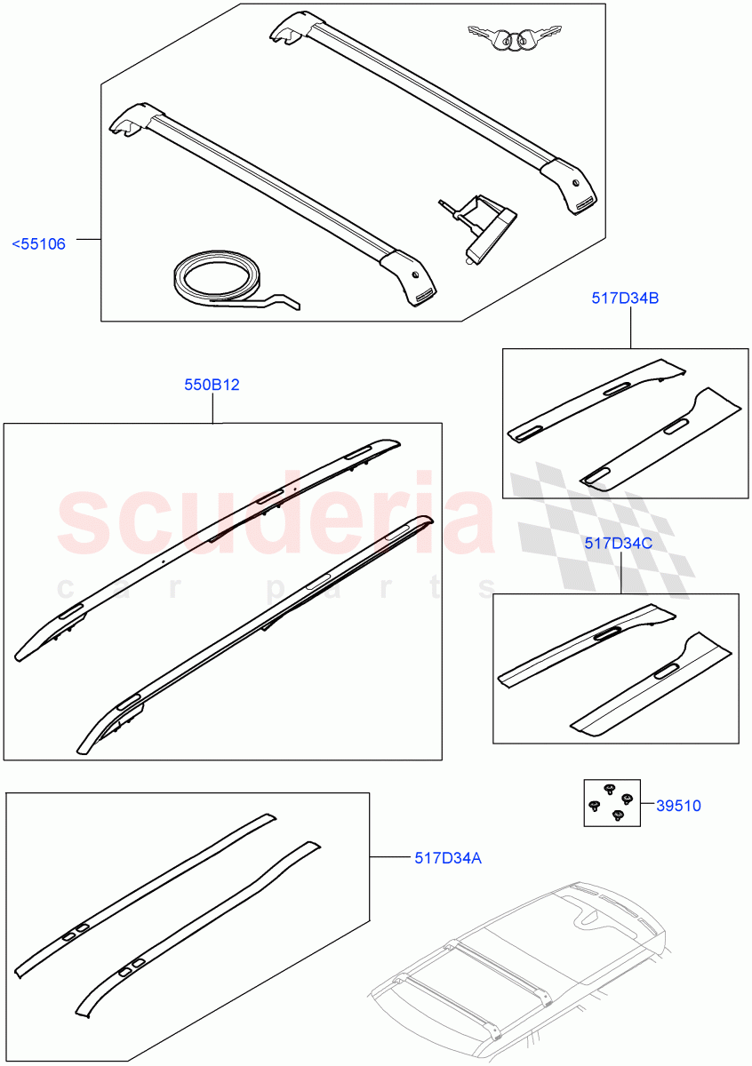 Roof Rails & Crossbars(Nitra Plant Build, Solihull Plant Build) of Land Rover Land Rover Discovery 5 (2017+) [3.0 Diesel 24V DOHC TC]