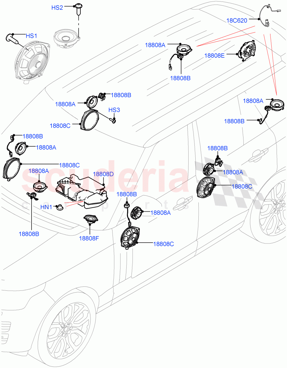 Speakers(Premium Audio 1280 W) of Land Rover Land Rover Range Rover (2012-2021) [3.0 DOHC GDI SC V6 Petrol]