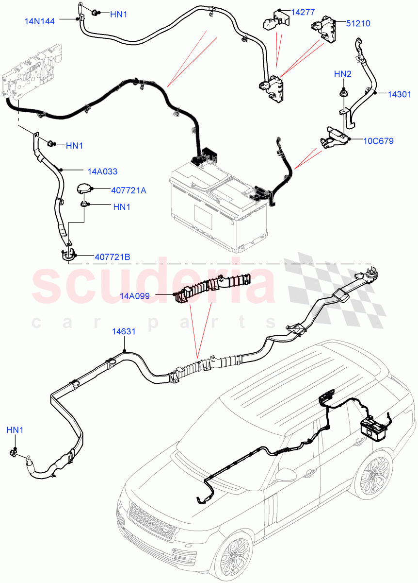 Battery Cables And Horn(Battery Cables)((V)FROMJA000001) of Land Rover Land Rover Range Rover (2012-2021) [3.0 Diesel 24V DOHC TC]