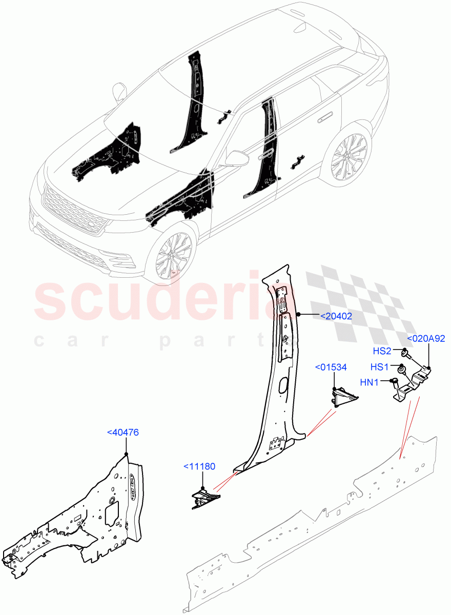 Side Panels - Inner(Inner - Front) of Land Rover Land Rover Range Rover Velar (2017+) [3.0 I6 Turbo Petrol AJ20P6]