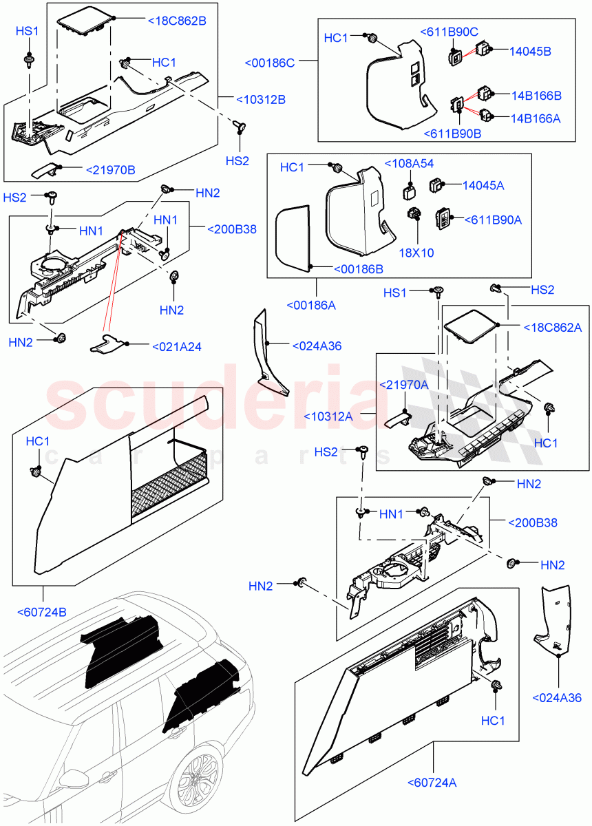 Side Trim(Luggage Compartment)(With 60/40 Power Fold Thru Rr Seat) of Land Rover Land Rover Range Rover (2012-2021) [5.0 OHC SGDI SC V8 Petrol]