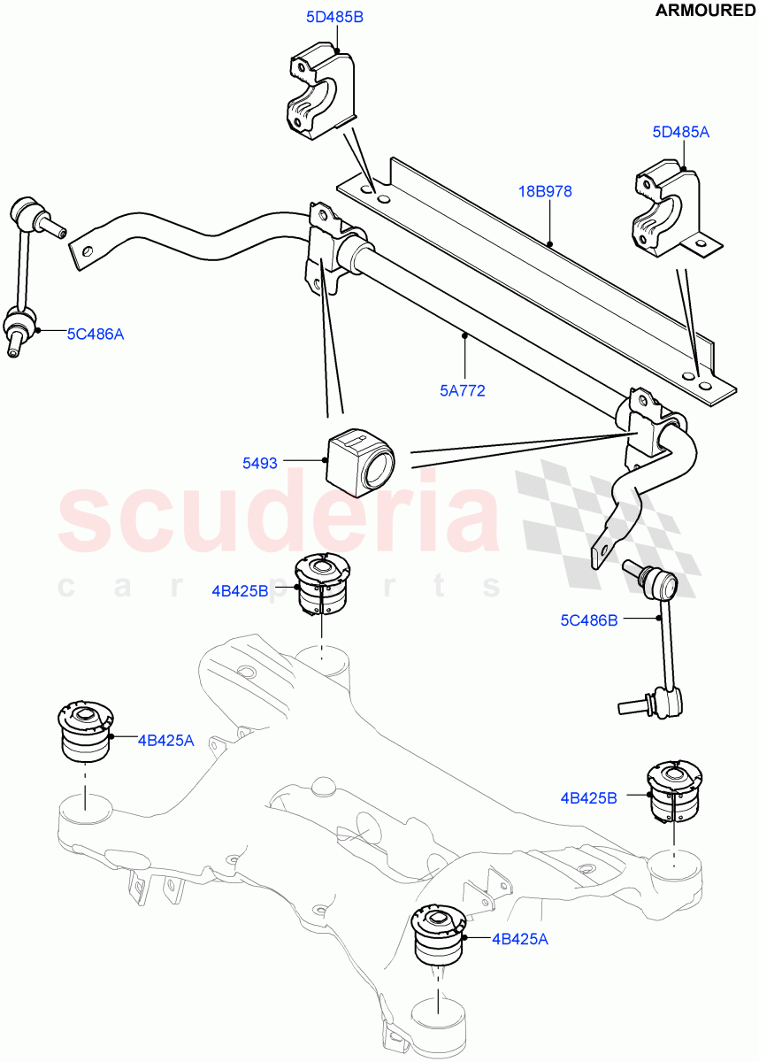 Rear Cross Member & Stabilizer Bar (Armoured) ((V) FROMEA000001) of Land Rover Land Rover Range Rover (2012-2021) [2.0 Turbo Petrol GTDI]