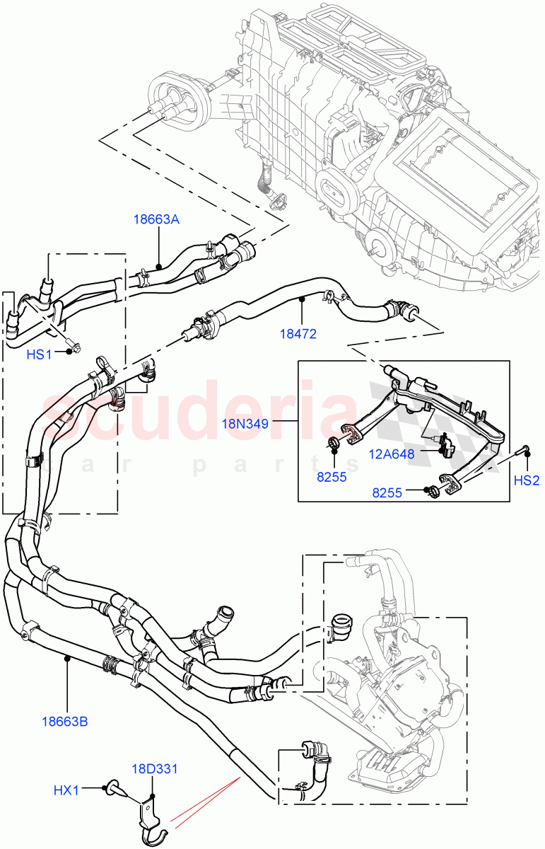 Heater Hoses(3.0L DOHC GDI SC V6 PETROL,Fuel Heater W/Pk Heat With Remote,5.0L P AJ133 DOHC CDA S/C Enhanced) of Land Rover Land Rover Range Rover Velar (2017+) [3.0 DOHC GDI SC V6 Petrol]