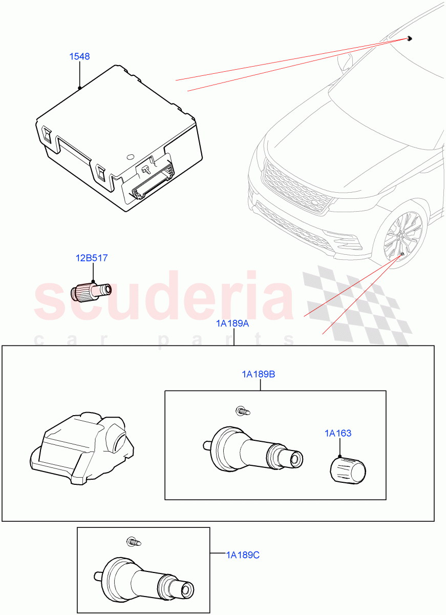 Tyre Pressure Monitor System((V)FROMMA310797) of Land Rover Land Rover Range Rover Velar (2017+) [3.0 I6 Turbo Petrol AJ20P6]