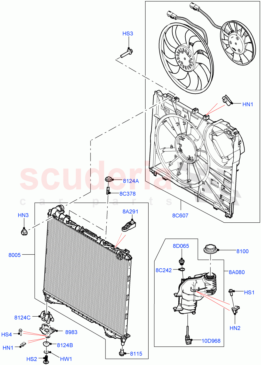 Radiator/Coolant Overflow Container (Nitra Plant Build) (2.0L I4 DSL MID DOHC AJ200, 2.0L I4 DSL HIGH DOHC AJ200) ((V) FROMK2000001) of Land Rover Land Rover Discovery 5 (2017+) [2.0 Turbo Diesel]