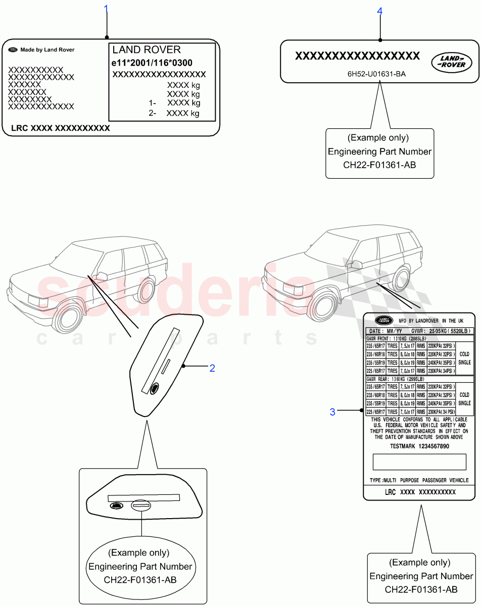 Vin Plates And Instruction Decals (Requires VIN To Order) of Land Rover Land Rover Defender (2007-2016)