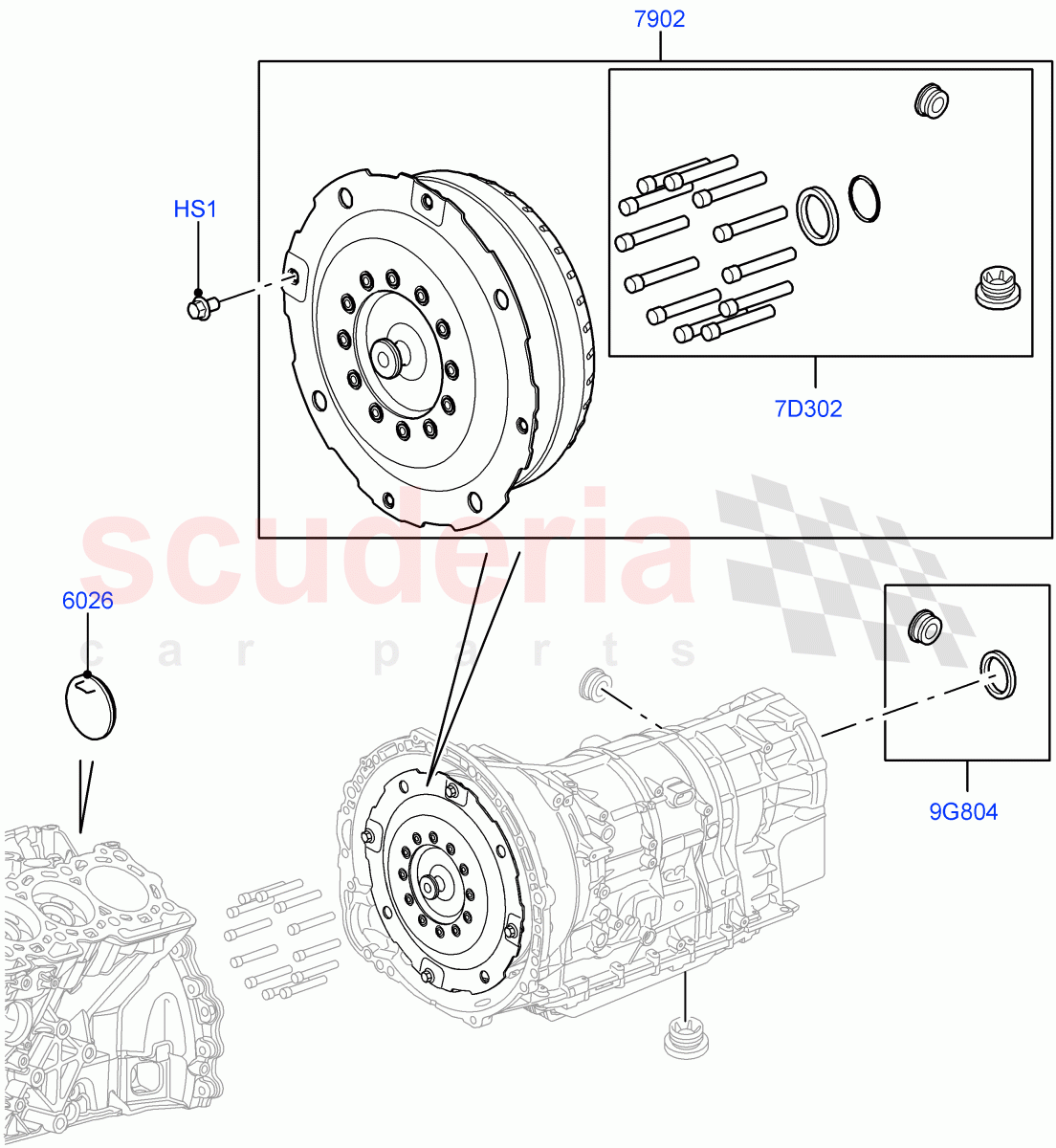 Converter(Solihull Plant Build)(3.0 V6 Diesel,8 Speed Auto Trans ZF 8HP70 4WD)((V)FROMAA000001) of Land Rover Land Rover Range Rover Sport (2014+) [3.0 I6 Turbo Petrol AJ20P6]