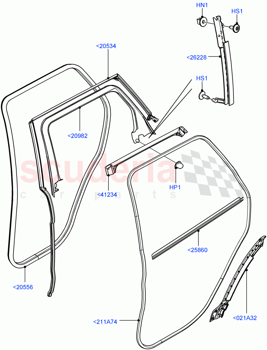 Rear Doors, Hinges & Weatherstrips (Weatherstrips And Seals) (5 Door, Halewood (UK)) of Land Rover Land Rover Range Rover Evoque (2012-2018) [2.0 Turbo Petrol GTDI]