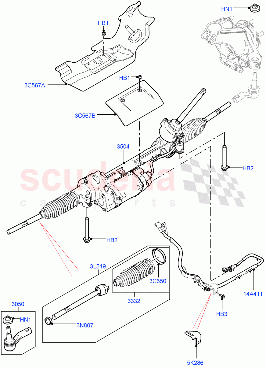 Steering Gear (RHD, Halewood (UK)) ((V) TOKH999999) of Land Rover Land Rover Discovery Sport (2015+) [2.0 Turbo Diesel AJ21D4]