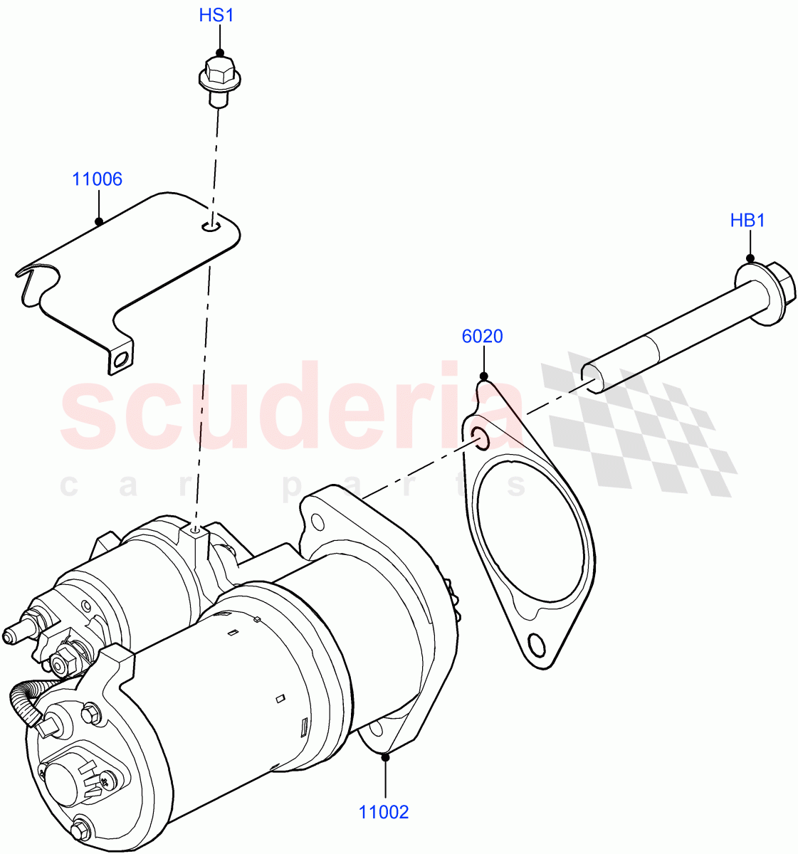 Starter Motor(3.0L AJ20P6 Petrol High)((V)FROMMA000001) of Land Rover Land Rover Range Rover Velar (2017+) [3.0 I6 Turbo Petrol AJ20P6]