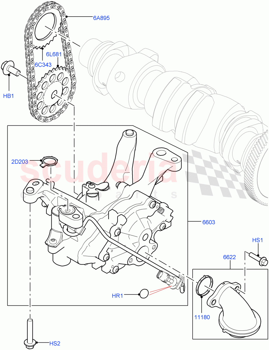 Oil Pump (2.0L AJ20P4 Petrol Mid PTA, Changsu (China)) of Land Rover Land Rover Discovery Sport (2015+) [2.0 Turbo Petrol AJ200P]