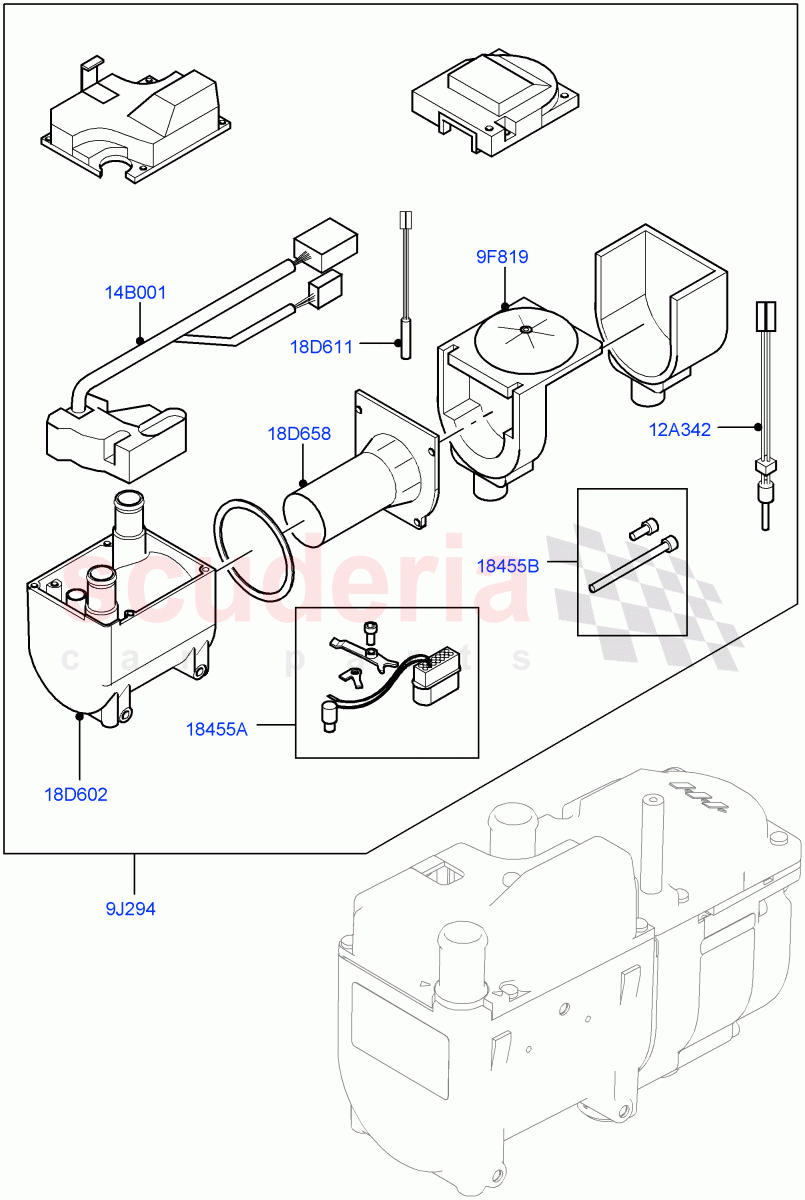 Auxiliary Fuel Fired Pre-Heater (Internal Components) (Fuel Heater W/Pk Heat With Remote) of Land Rover Land Rover Range Rover Velar (2017+) [2.0 Turbo Diesel]