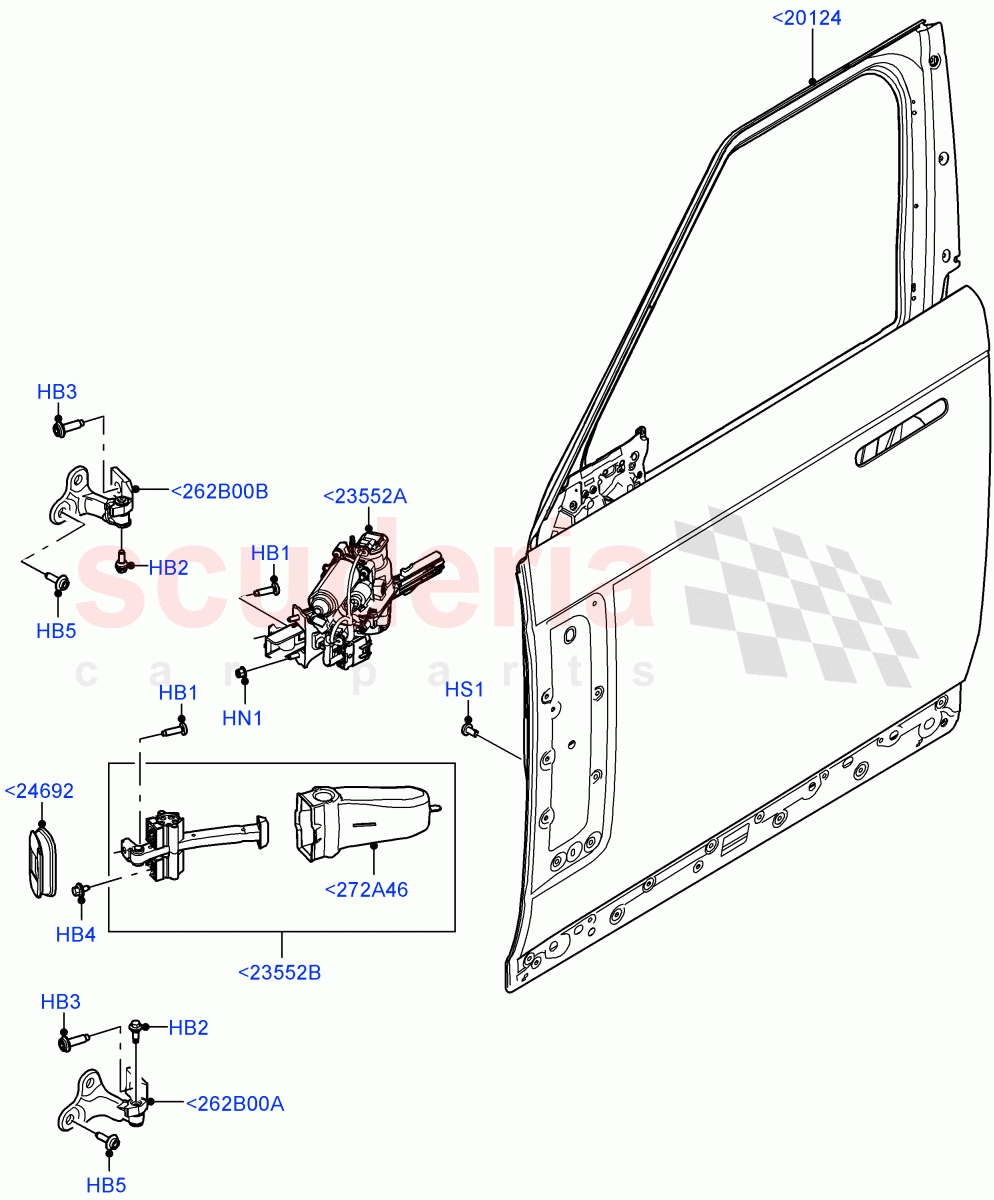 Front Doors, Hinges & Weatherstrips(Door And Fixings) of Land Rover Land Rover Range Rover (2022+) [3.0 I6 Turbo Diesel AJ20D6]