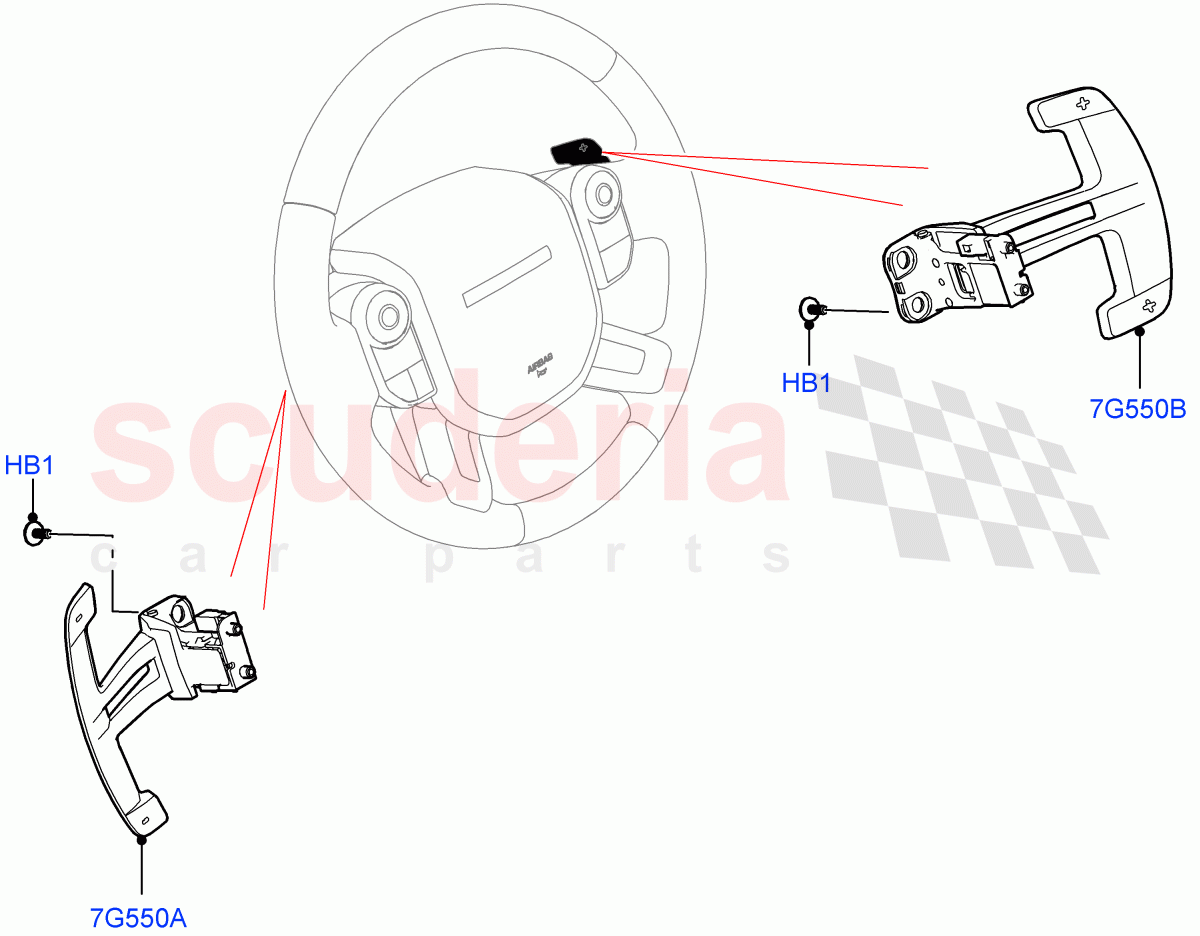 Gear Change-Automatic Transmission (Steering Wheel, Nitra Plant Build) (8 Speed Auto Trans ZF 8HP76) ((V) FROMM2000001) of Land Rover Land Rover Discovery 5 (2017+) [3.0 DOHC GDI SC V6 Petrol]