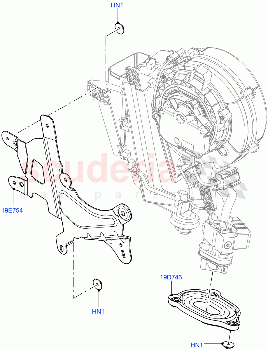 Heater/Air Cond.External Components(Auxiliary Unit)(Standard Wheelbase,3 Zone Air Conditioning + Chiller) of Land Rover Land Rover Defender (2020+) [2.0 Turbo Petrol AJ200P]