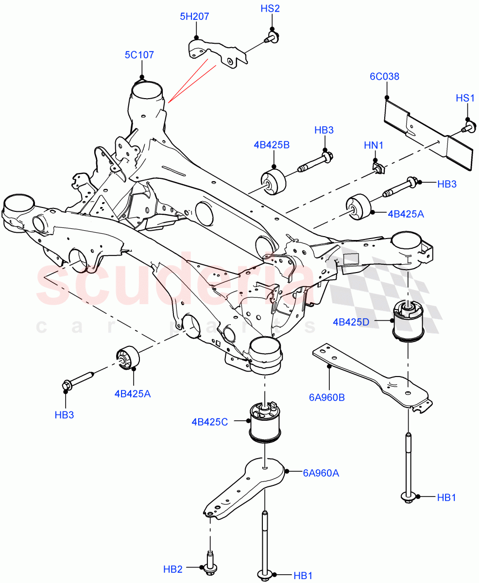 Rear Cross Member & Stabilizer Bar (Crossmember) (Changsu (China), Electric Engine Battery-PHEV) ((V) FROMKG446857) of Land Rover Land Rover Discovery Sport (2015+) [2.2 Single Turbo Diesel]
