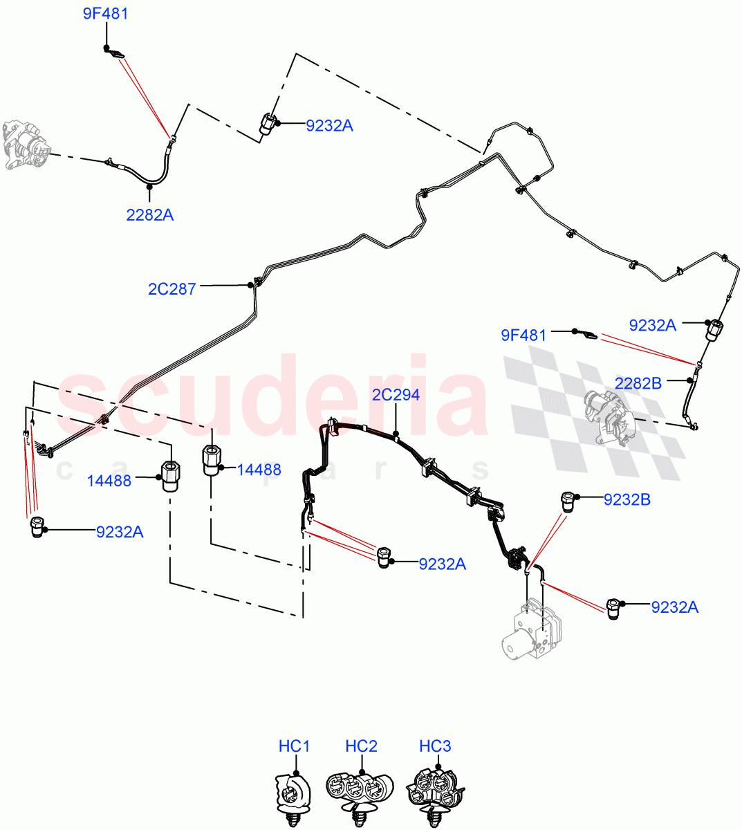 Rear Brake Pipes (RHD) ((V) TOLA999999) of Land Rover Land Rover Range Rover Velar (2017+) [3.0 Diesel 24V DOHC TC]