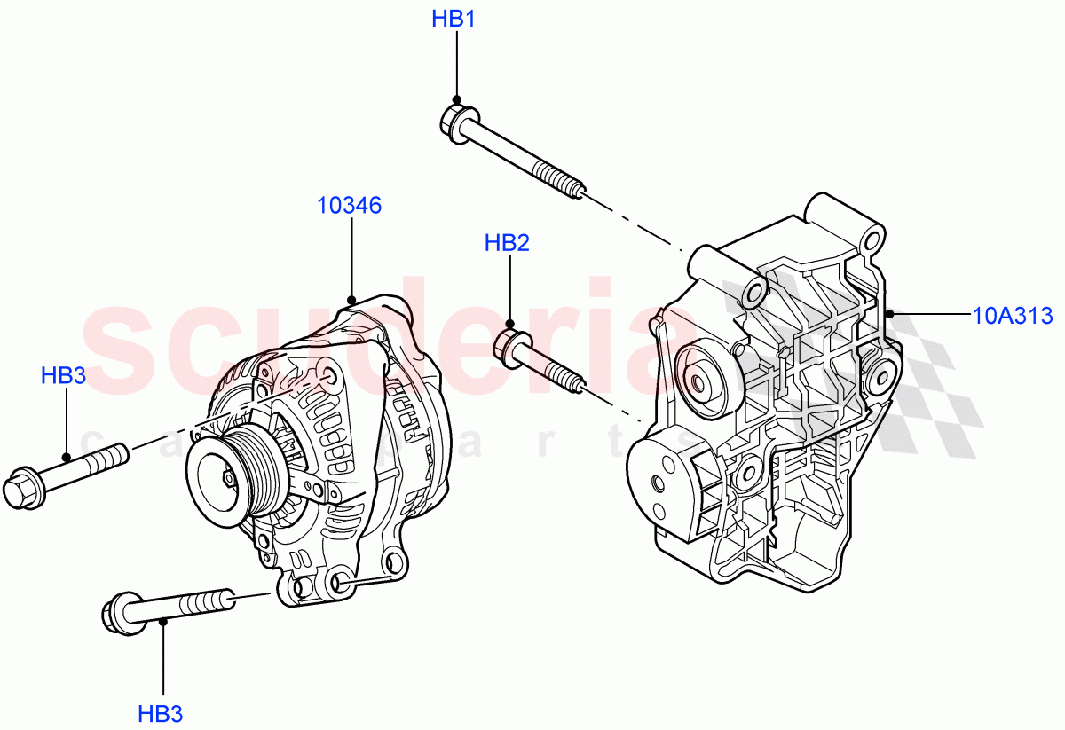 Alternator And Mountings (AJ Petrol 4.4 V8 EFI (220KW), AJ Petrol 4.2 V8 Supercharged) ((V) TO9A999999) of Land Rover Land Rover Range Rover Sport (2005-2009) [3.6 V8 32V DOHC EFI Diesel]
