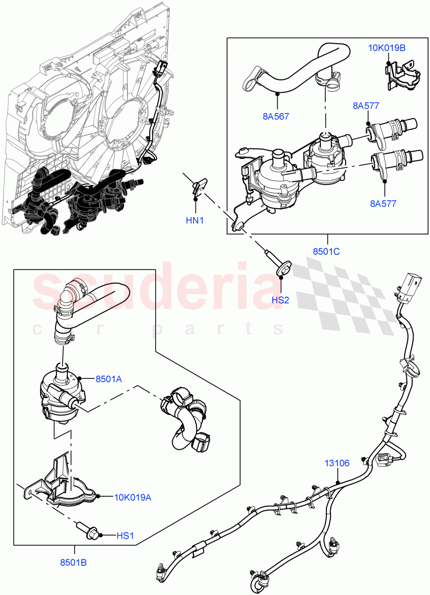 Water Pump (Nitra Plant Build, Auxiliary Unit) (2.0L AJ200P Hi PHEV) of Land Rover Land Rover Defender (2020+) [2.0 Turbo Petrol AJ200P]